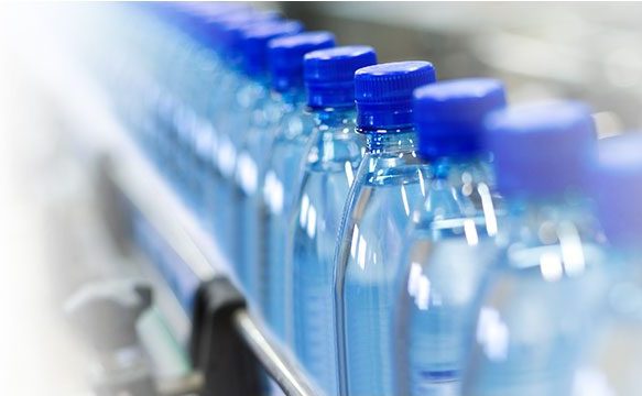 bottle water in the production line