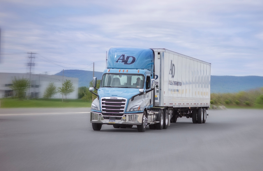 truck driving on the road to destination