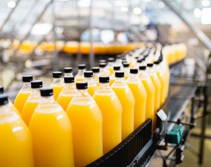 organ liquid in bottles in the production line